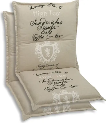 Produktbild von GO-DE Textil, Sesselauflage Niederlehner, 2er Set, Farbe: beige, Maße: 100 cm x 50 cm x 7 cm, Rueckenhoehe: 52 cm
