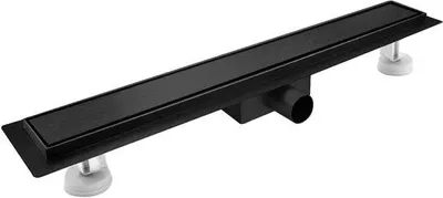 Immagine prodotto di Griglia per scarico doccia 80 cm, nera, verniciabile, con scarico in acciaio inossidabile