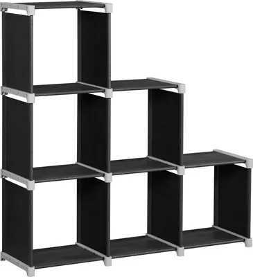 Produktbild von Bücherregal mit 6 Würfeln - DIY-Organizer für Wohnzimmer, Schlafzimmer und Badezimmer - Raumteiler in Schwarz