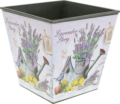 Produktbild von Pflanzgefäß Lavendeldekor Landhausstil Blumentopf Dekoration Kunststoff