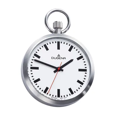 Obrázok produktu pre Pánske vreckové hodinky DUGENA 4288025-1 Lepine, quartz, biely ciferník, puzdro z nehrdzavejúcej ocele, minerálne sklíčko, retiazka súčasťou balenia