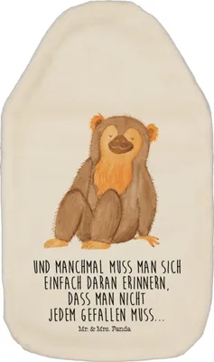 Produktbild von Mr. & Mrs. Panda Wärmflasche Affe - Weiß - Geschenk, Bettflasche, Affen, Motivation, Selfcare, Wärmflaschen, mit Bezug, Wärmekissen, Plüsch, Äffchen, Afrika, Liebe