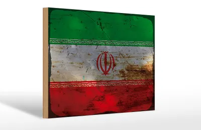 Produktbild von Holzschild Flagge Iran 30x20cm Flag of iran Rost