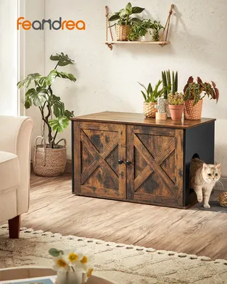 Produktbild von FEANDREA Katzentoilette,80x53x49,2cm,mit herausnehmbarem Trennwand braun-schwarz