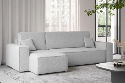 Zdjęcie produktu dla Sofa w kształcie L BEST narożnik tkanina Abriamo jasnoszary lewy