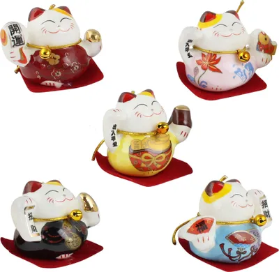 Produktbild von Keramik Kätzchen - Kleine Glückskatzen - weiß - 5er Set - 2