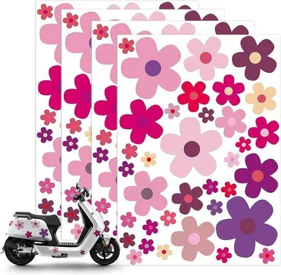 Produktbild von Blumen Sticker Set, 140 Sommer Blumen, violet, Auto Dekoration