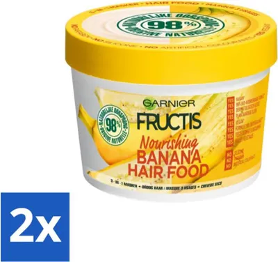 Productafbeelding van Garnier - Fructis Hair Food Banaan - 3-in-1 haarmasker - Verzorgend - Voor droog haar - 400 ml - Voordeelverpakking - 2 stuks