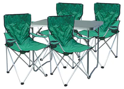 5-teiliges Campingmöbel Set Grün 4x Stuhl inkl. Tasche + 1x Tisch
