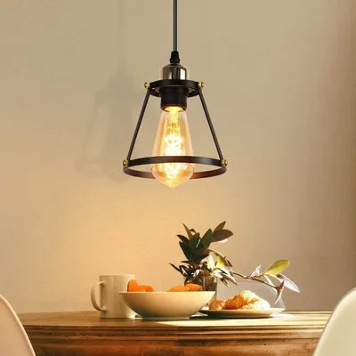 Immagine prodotto di ZMH luce a sospensione metallo 120CM nero altezza regolabile 1 luce retrò minimalista presa E27 ufficio soggiorno lampada soggiorno