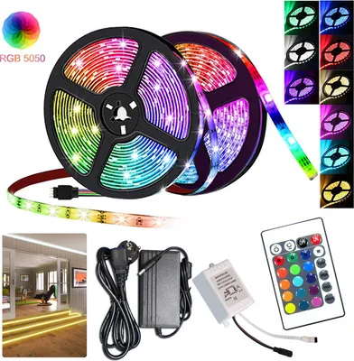 Produktbild von SWANEW 5M LED Streifen set , RGB LED Stripe 5050 SMD, LED Strip 30 LEDs, LED not wasserdicht(IP20), mit 24 Tasten Fernbedienung