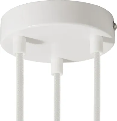 Immagine prodotto di Creative-Cables Kit rosone cilindrico in Metallo a 3 Fori - Cilindrico, Bianco Lucido