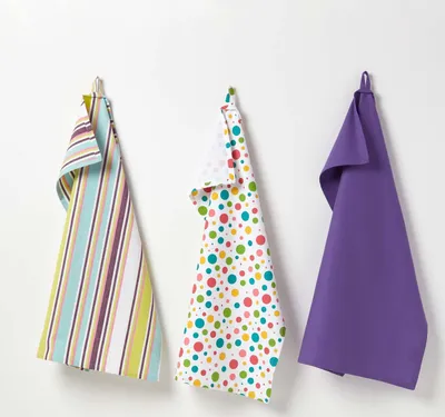 Produktbild von HOMESCAPES Geschirrtücher Set 3tlg lila bunt