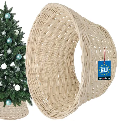 Obrázok produktu pre KOTARBAU® Vianočná sukňa na stromček z vŕby Ø 45 cm Stojan na vianočný stromček z bieleného ratanu Prírodný košík na vianočný stromček Kryt na stojan na vianočný stromček Deco podstavec na jedľový stromček