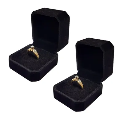 Produktbild von 2er Set Ringetui für Verlobungsringe - Ringbox für Ringe Ringschachtel für Verlobungsring Schmuckschachtel für Hochzeit/Valentinstag Geschenkbox Schmuckkästchen Trauringetui Schmucketui Schwarz