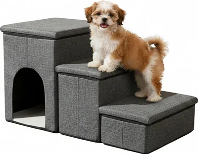 Immagine prodotto di Scale pieghevoli per cani, 3 gradini con spazio di archiviazione