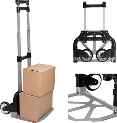 Zdjęcie produktu dla Dwukołowy wózek magazynowy transportowy składany ręczny młynarka 75kg