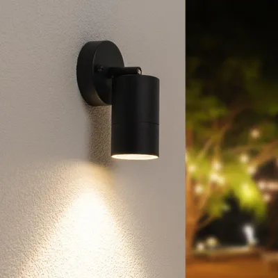 Produktbild von hoftronic LED-Wandleuchte 4W 345lm 4000K IP44 Schwarz GU10 Dimmbar Schwenkbar
