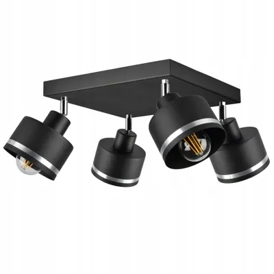 Produktbild von Luxolar LED Deckenleuchte 4-flammig E27 60W - Schwenkbar Deckenlampe mit Metalchirmen Schwarz-chrom - Moderne Wohnzimmer Hängelampe