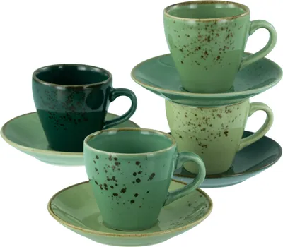 Produktbild von CreaTable, 22881, Nature Collection Green life, Espressotassen 8-tlg, Steinzeug