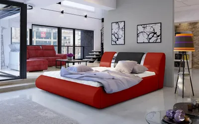 Obrázek produktu pro Čalouněná postel 140x200 FENDORA - červená / černá