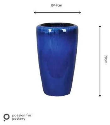 Produktbild von Pflanzvase Passion for Pottery Stockholm luxe Steinzeug Ø 47 cm H 78 cm blau