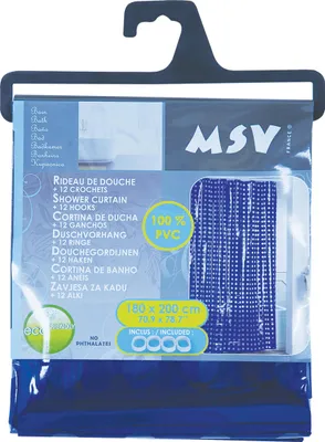 Produktbild von MSV Anti-Schimmel Duschvorhang Blau Anti-Bakteriell, waschbar, wasserdicht PVC 180x200cm