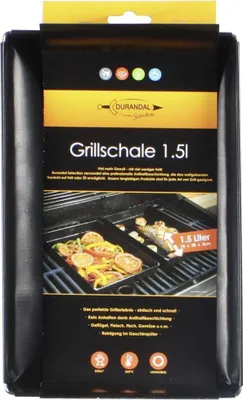Produktbild von Durandal Grillschale für den Grill und Backofen - Grillmatte für Gasgrill & Holzkohlegrills mit Antihaftbeschichtung - Barbecue Schale Einfache Reinigung - Grill Zubehör - Grillpfannchen - Grillpfanne