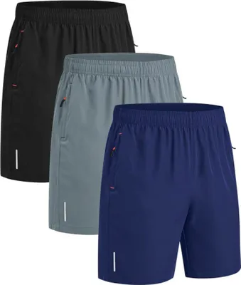 Produktbild von kuzwufs Sporthose 2XL Herren, 3er Pack, Kurz, mit Taschen, ideal für Fußball, Tennis, Basketball, Fitness und Freizeit.