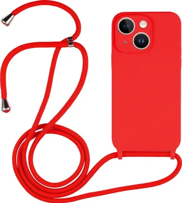 Produktbild von Mobigear Lanyard iPhone 15 Silikon Handykette - Rot