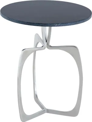 Zdjęcie produktu dla Stolik boczny Sohoo srebrne nogi czarny marmur Ø45 cm aluminium
