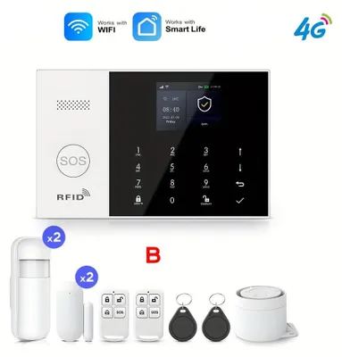 Zdjęcie produktu dla System zabezpieczeń 4G - System alarmowy - Alarm domowy - Bezprzewodowy alarm - Czujnik alarmowy - Sterowanie dotykowe