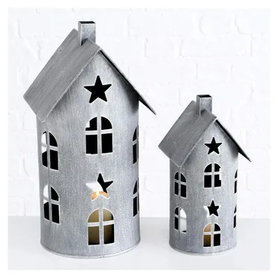 Produktbild von Metalllaterne im 2er Set - Höhe der Laternen: 40/28 cm - Deko-Windlicht für Innen und Außen