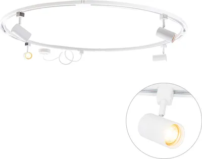 Produktbild von QAZQA - Modern Modernes Schienensystem I Spotlight I Deckenspot I Deckenstrahler I Strahler mit 4-flammig Spotbalken Spot I Spotlight I Deckenspot I Deckenstrahler I Strahler I Lampe I Leuchten weiß 1