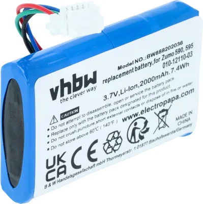 Produktbild von vhbw Akku kompatibel mit Garmin 010-01603-10 GPS Navigation Navi (2000 mAh, 3,7 V, Li-Ion)