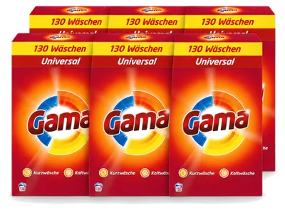 Produktbild von 6 x Gama 3-in-1 Universal Waspoeder - 8,45 kg - Vorteilspackung - 6 Stücke