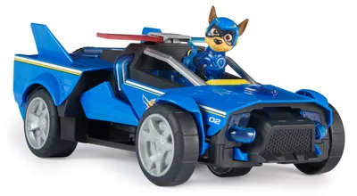 Produktbild von PAW Patrol : Der Mighty Kinofilm, 40cm langes Chase Deluxe Superhelden-Raketenfahrzeug inkl. Chase Figur, Licht und Geräuschen, Spielzeug geeignet für Kinder ab 3 Jahren, Polizeiwagen, PAW Patrol, 3 Jahr(e), AAA, Kunststoff, Schwarz, Blau