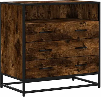Image de Commode chêne fumé 70x41x70 cm bois d'ingénierie