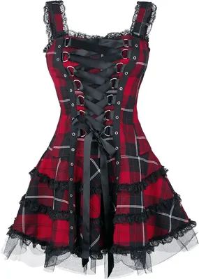 Produktbild von Hell Bunny Kurzes Kleid Damen Harley Tartan Dress rot/schwarz S