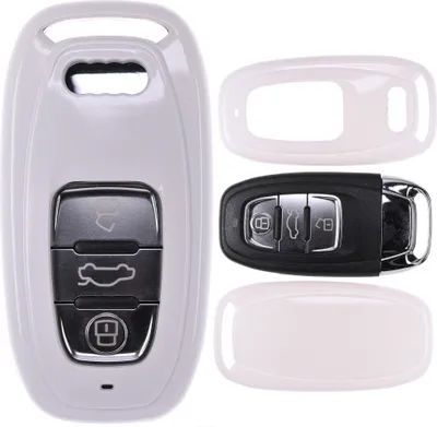 Produktbild von Auto Schlüssel Kunststoff Hülle ABS Plastik Schutz Cover Weiß kompatibel mit Audi A5 S5 Q5 A7 A8 A6 S6 A4 S4 KEYLESS SMARTKEY
