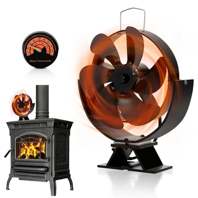 Productafbeelding van Jayseuw Kachelventilator, 6 bladen, kachelventilator, ventilator zonder elektriciteit, kachelventilator, ventilator zonder stroom voor kachels, houtovens, ovens, geruisarm