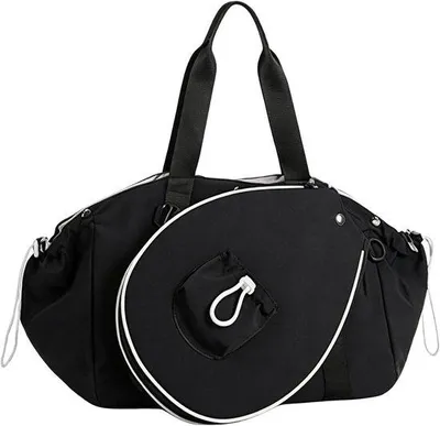 Productafbeelding van Sporttas - Rackettas Gymtas - Sporten Reizen - Waterdicht Nylon - 40x23x30cm - Zwart