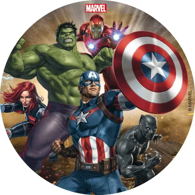 Produktbild von Essbarer Tortenaufsatz „Avengers“, 16 cm