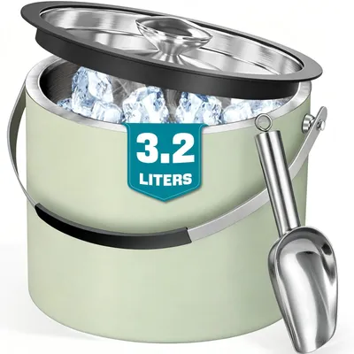 Productafbeelding van Solidchoice - 3.2L RVS IJsemmer met Deksel en Schep, Dubbelwandig Geïsoleerd