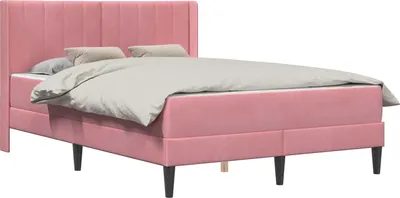 Produktbild von Bettgestell mit Matratze mit Kopfteil Rosa 160 x 200 cm Samt
