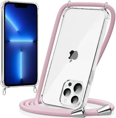 Productafbeelding van Telefoonhoesje met Koord voor iPhone 13 Pro Roségoud