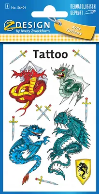 Produktbild von ZDesign KIDS Kinder-Tattoos "Drachen" bunt 1 Blatt à 5 Tattoos