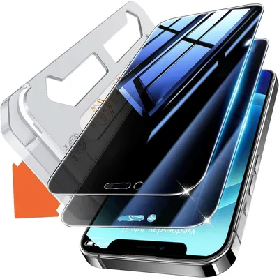 Immagine prodotto di Pellicola protettiva per iPhone 12/12 Pro da 6,1 pollici, confezione da 2 pezzi, protezione anti-spia a 25°, vetro temperato 9H, massima privacy, qualità HD