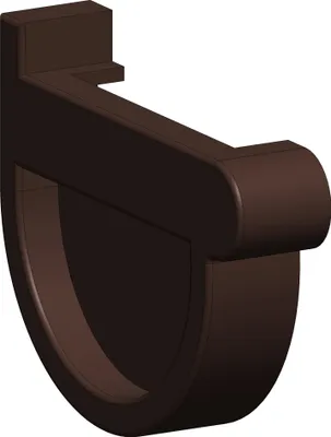 A 3D rendering of a brown gutter end cap.