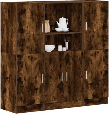 Produktbild von Möbel 3-tlg. Küchenschrank-Set Räuchereiche Holzwerkstoff - Wandregale &45198